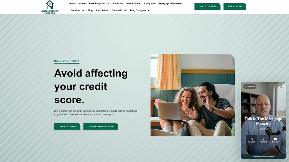 Screenshot of LowerMortgageRates.com website