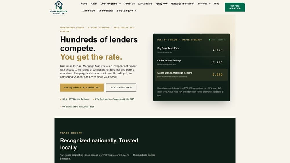 Screenshot of Lower Mortgage Rates website